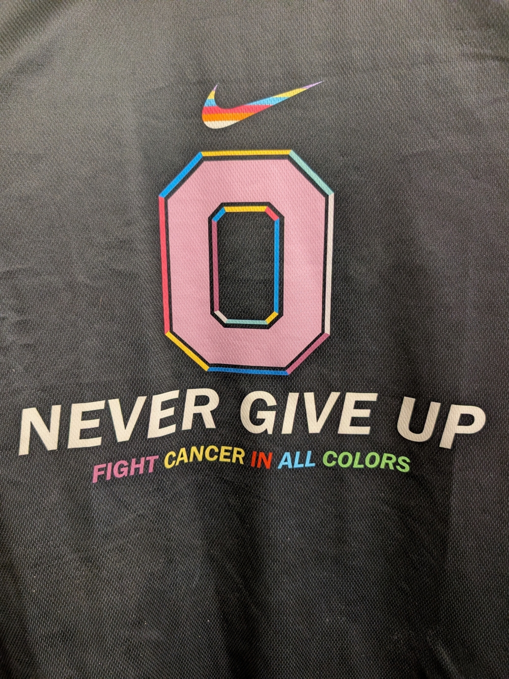 Nike "Never Give Up Fight Cancer In All Colors" Black Motivational Tee Xxl